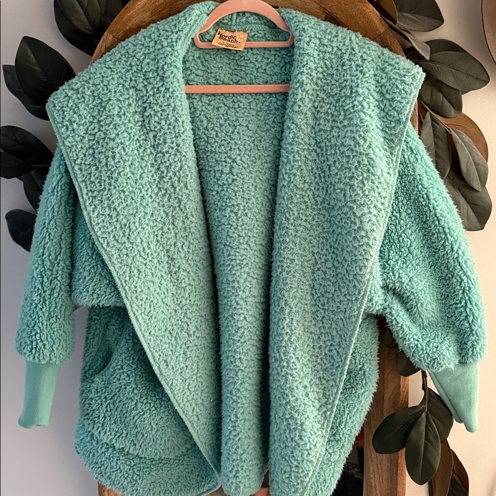 Cozy Teal Nordic Beach Hooded Sherpa